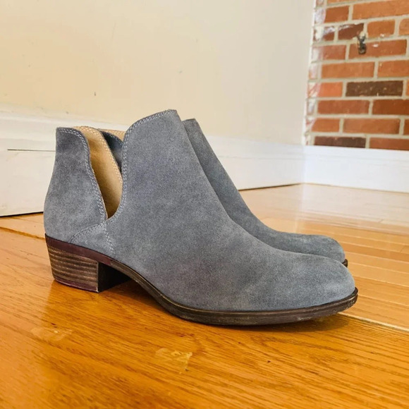 LUCKY BRAND SUEDE SHOES BOOTIES HEEL Size 7.5 37.5 M EXCELLENT - Picture 2 of 14